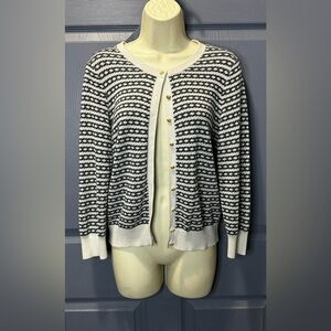 Banana Republic navy and White Cardigan Sweater anchor petite large button